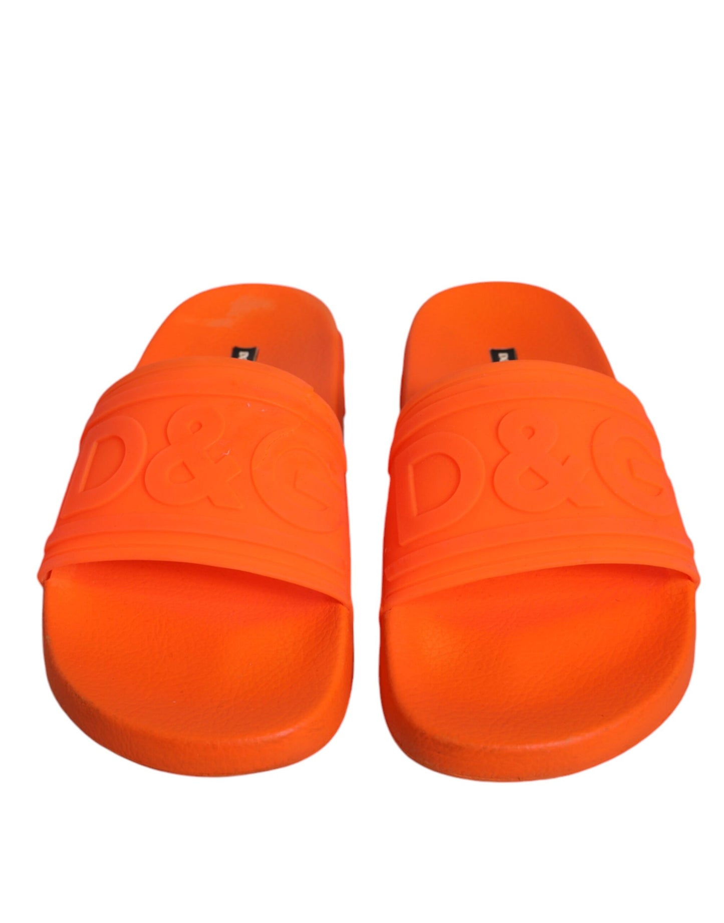 Dolce & Gabbana Orange Rubber Slides Sandals Beachwear Shoes