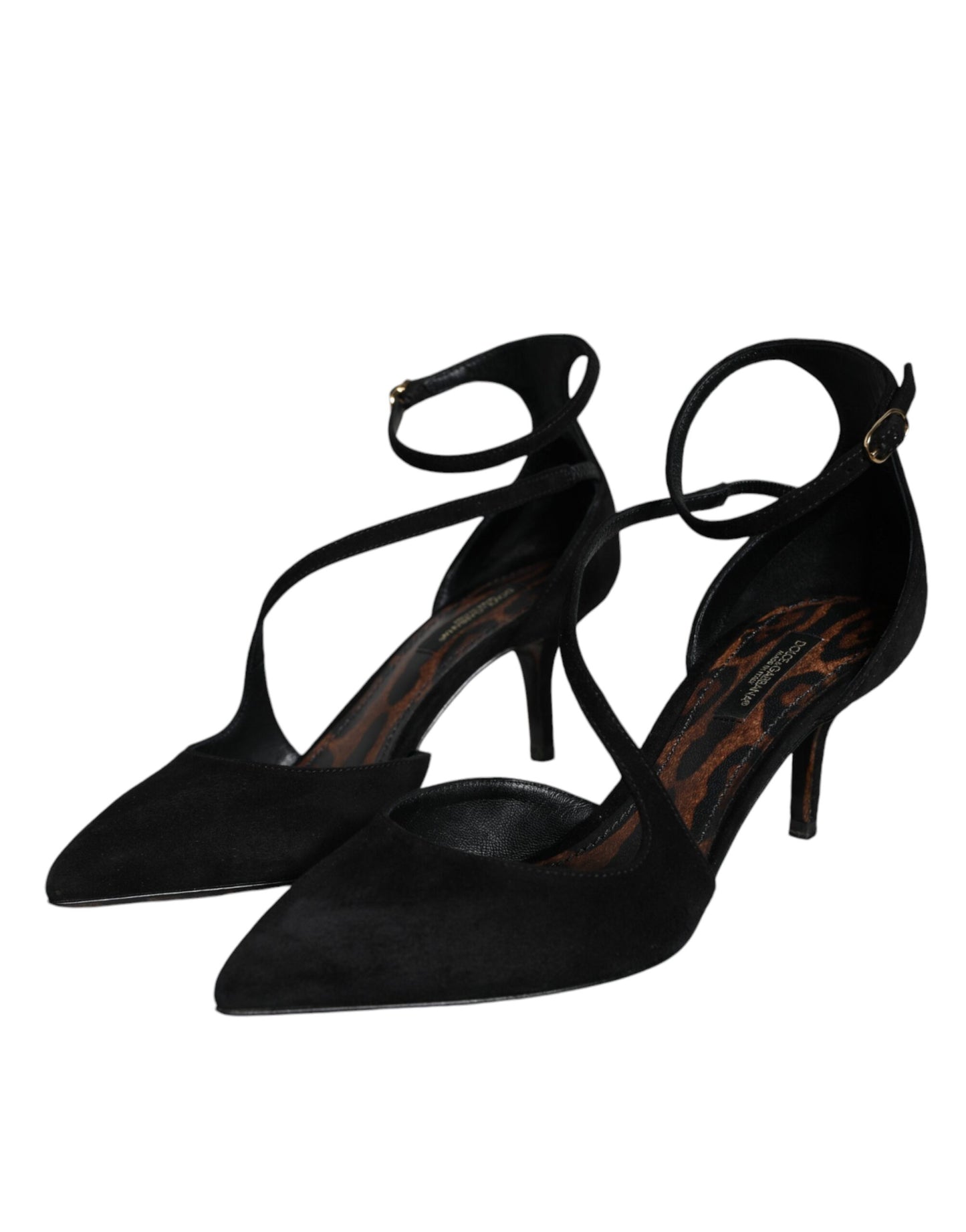 Dolce &amp; Gabbana Black Suede Ankle Strap Pumps Heels Shoes