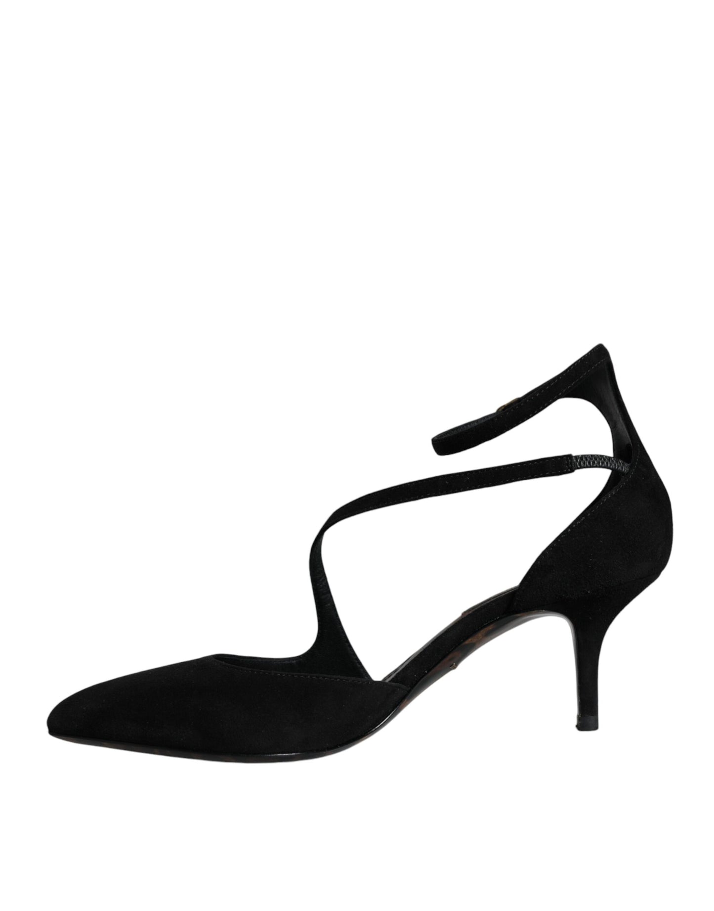 Dolce &amp; Gabbana Black Suede Ankle Strap Pumps Heels Shoes