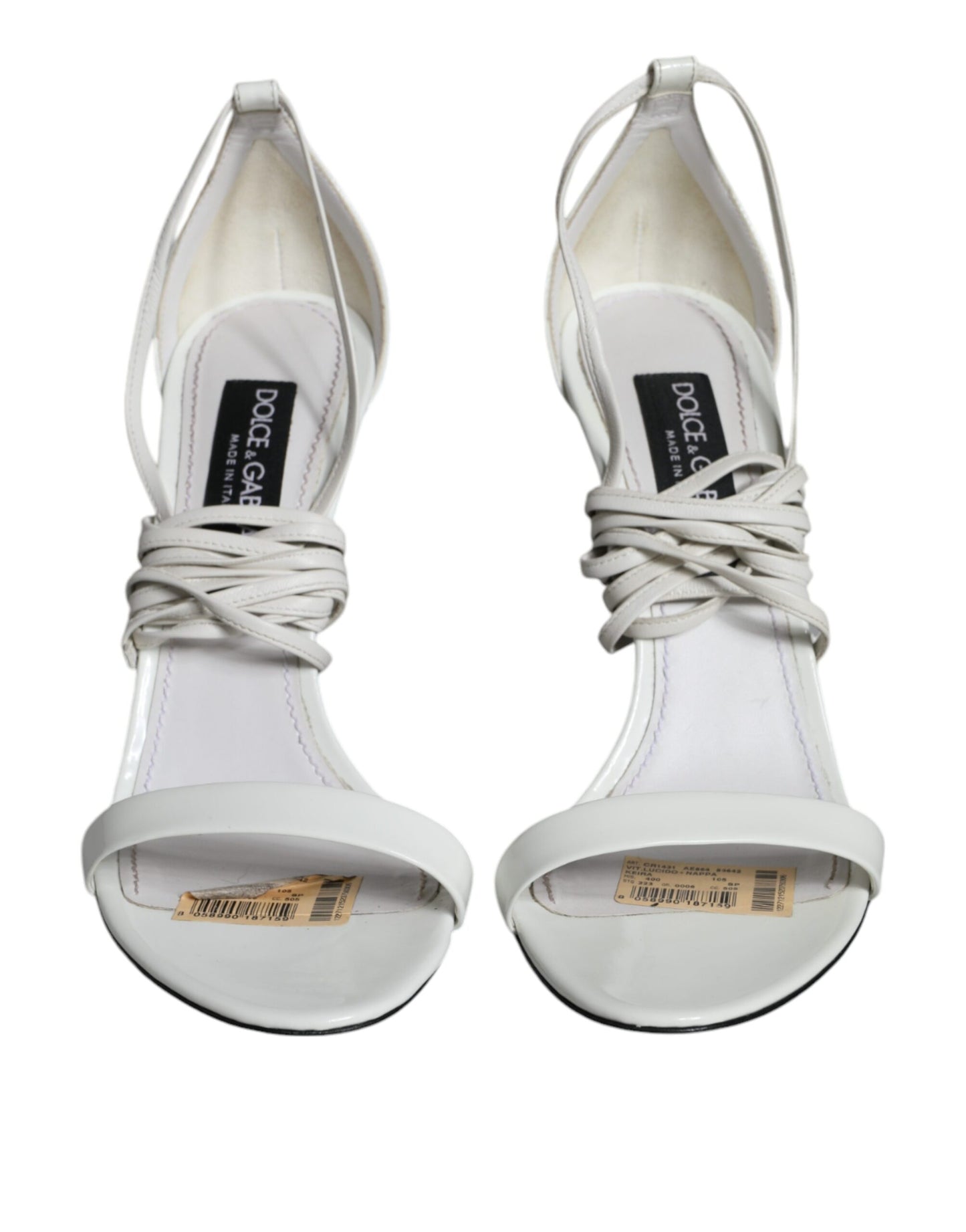 Dolce &amp; Gabbana White Leather High Heels Sandals Shoes