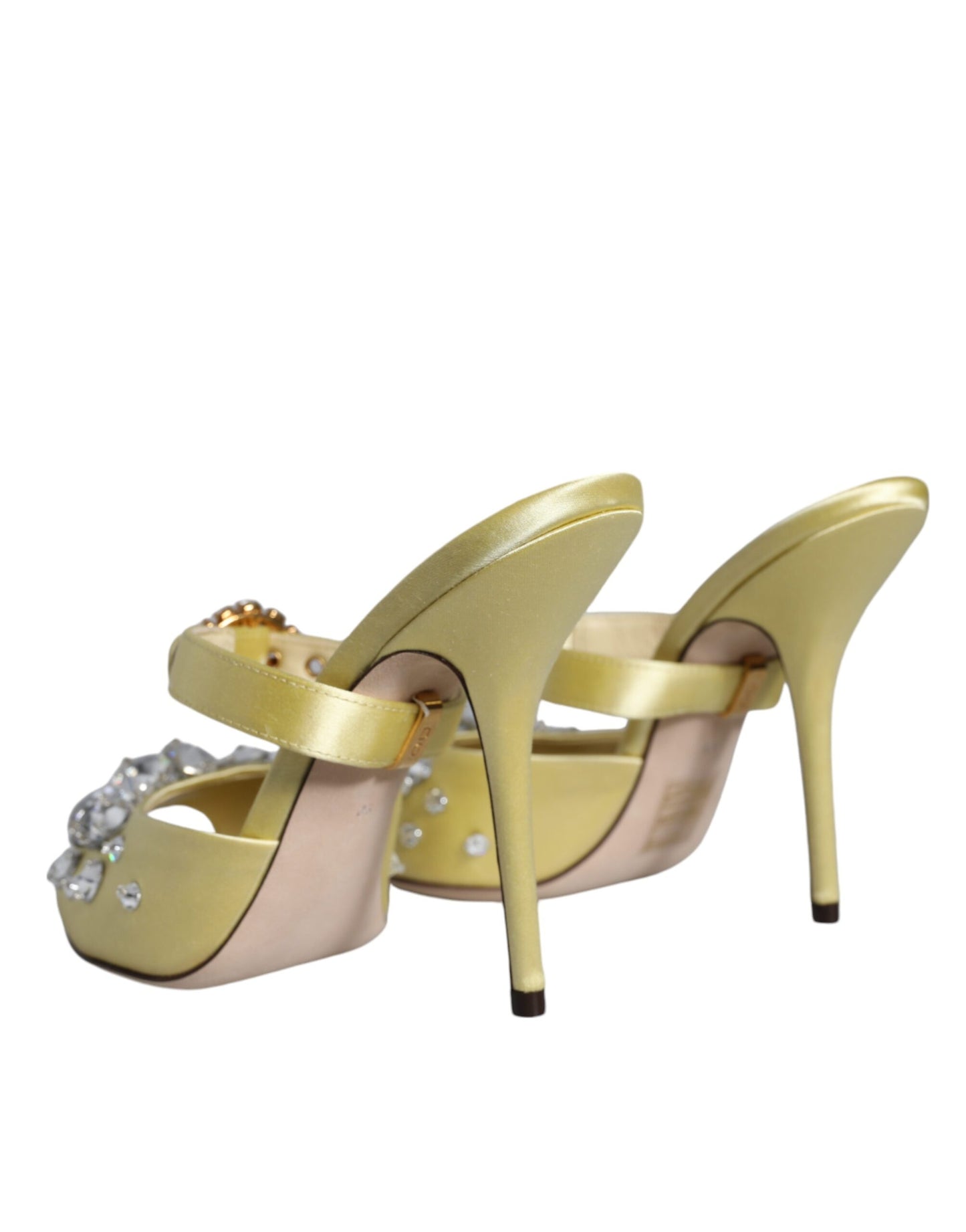 Dolce & Gabbana Gelbe Mary Janes Satin Kristall Sandalen Schuhe