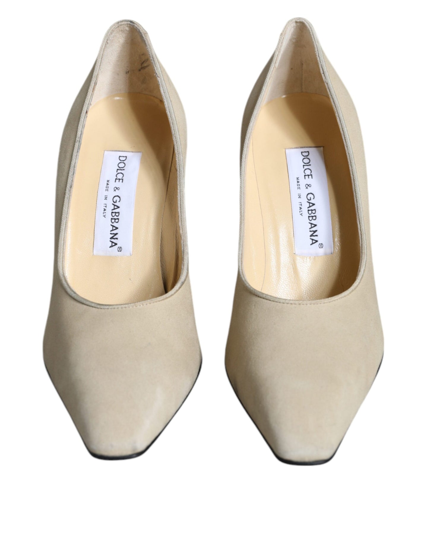 Dolce &amp; Gabbana Beige Suede Leather High Heels Pumps Shoes