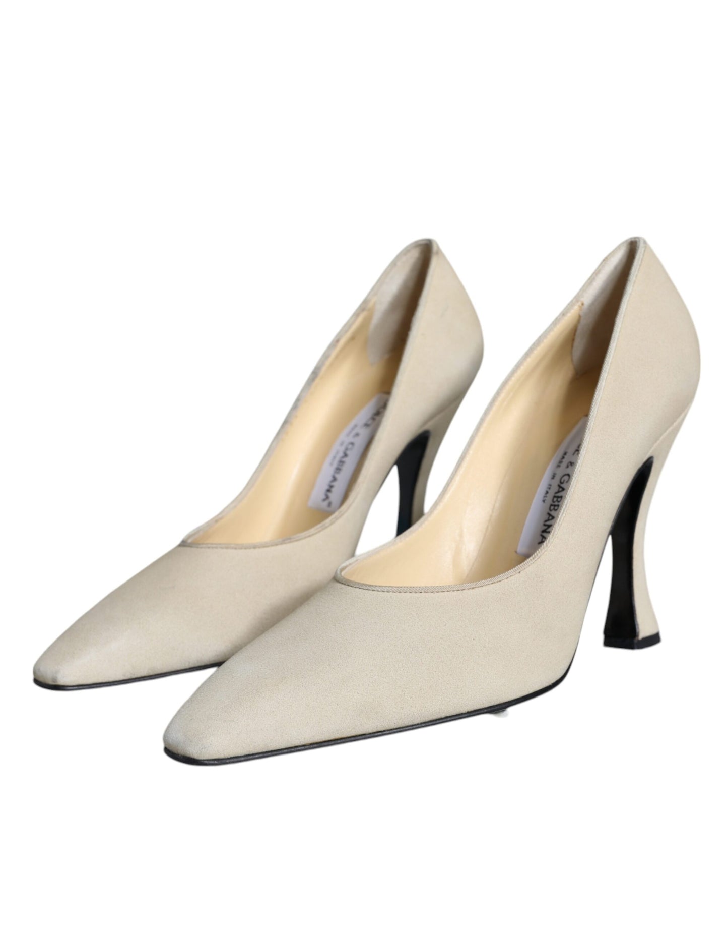 Dolce &amp; Gabbana Beige Suede Leather High Heels Pumps Shoes