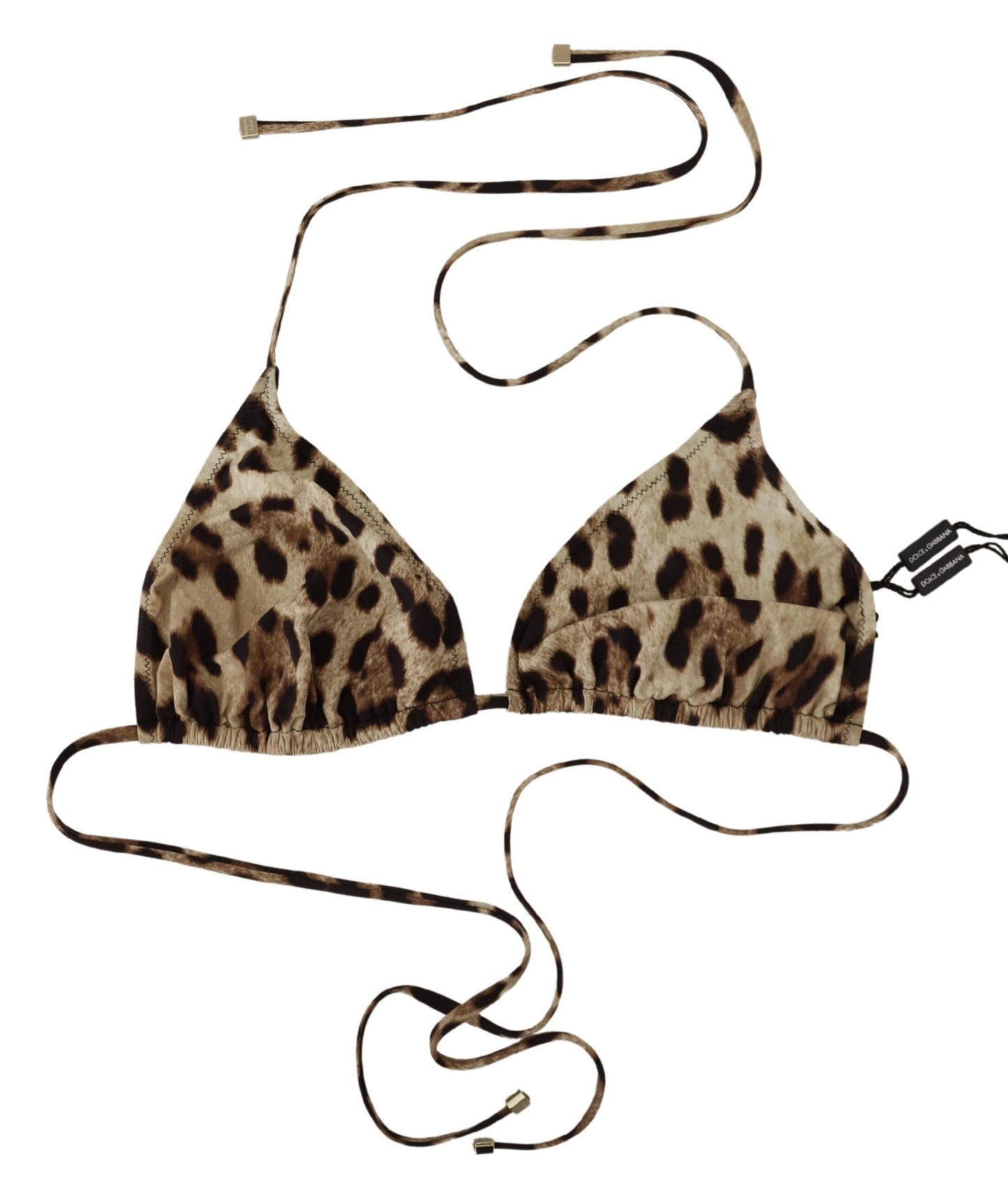 Dolce & Gabbana Brauner Leopard Halter Bademode Bikinioberteil