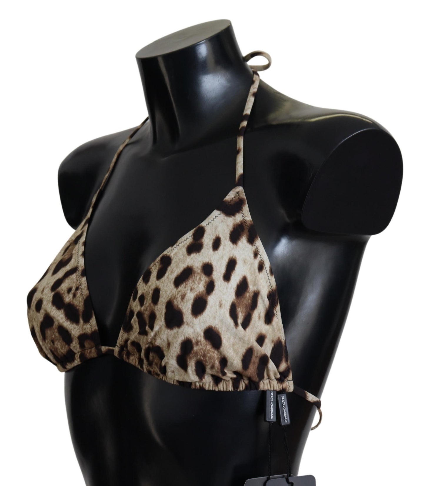 Dolce & Gabbana Brauner Leopard Halter Bademode Bikinioberteil