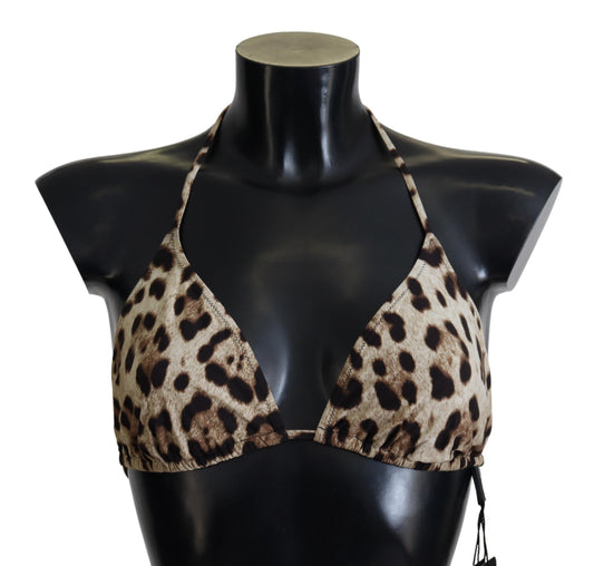 Dolce & Gabbana Brauner Leopard Halter Bademode Bikinioberteil