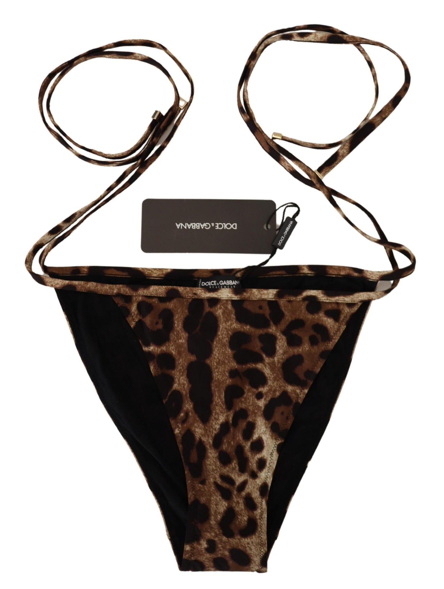 Dolce & Gabbana Brauner Leopardenprint-Badeanzug Bademode Bikiniunterteil