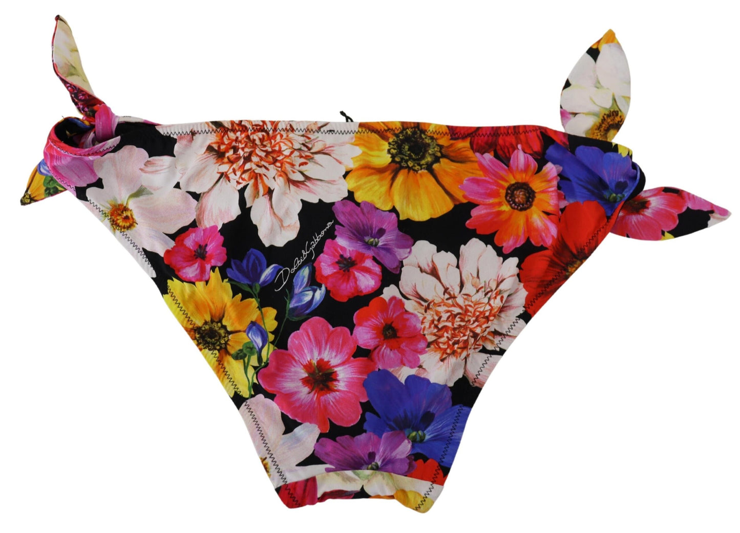 Dolce & Gabbana Schwarzer Floral Print Badeanzug Bikini Bottom Bademode