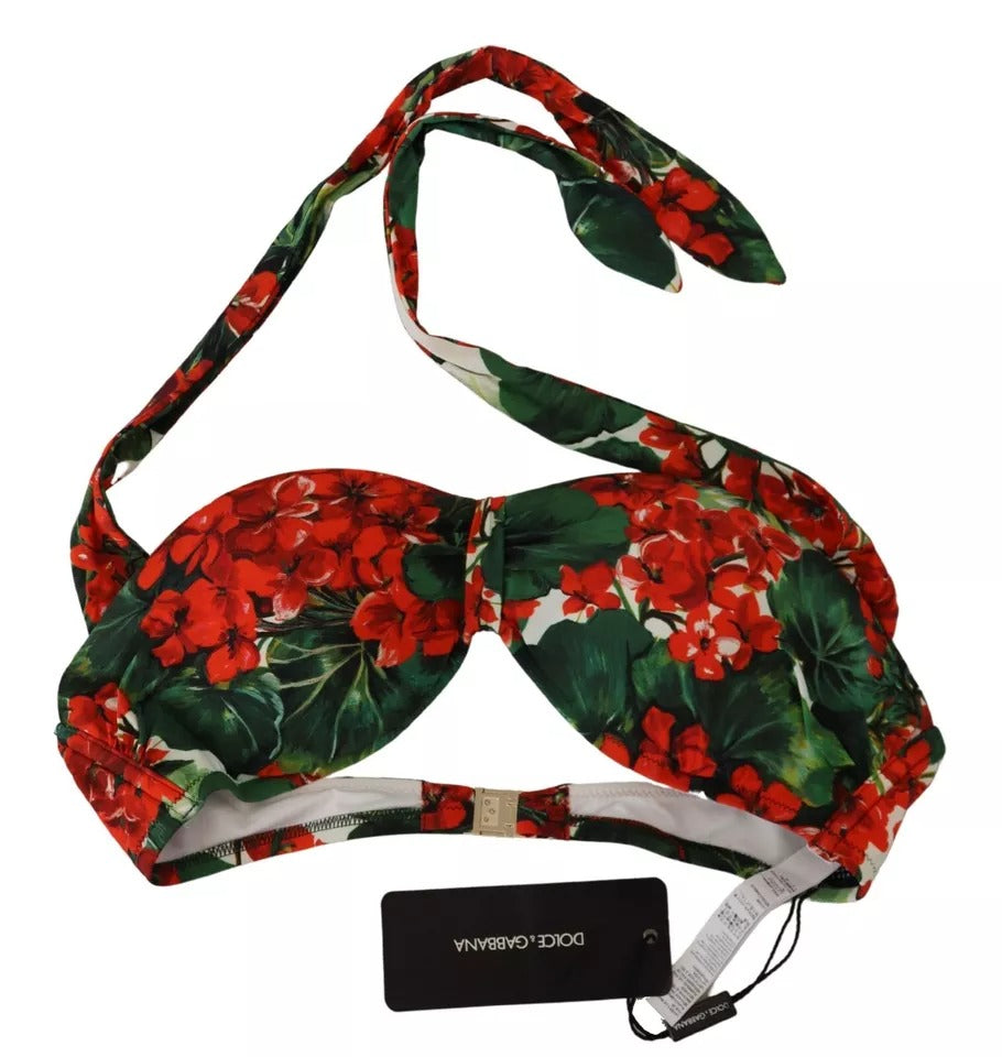 Dolce & Gabbana Multicolor Geranium Halter Beachwear Bikinioberteil