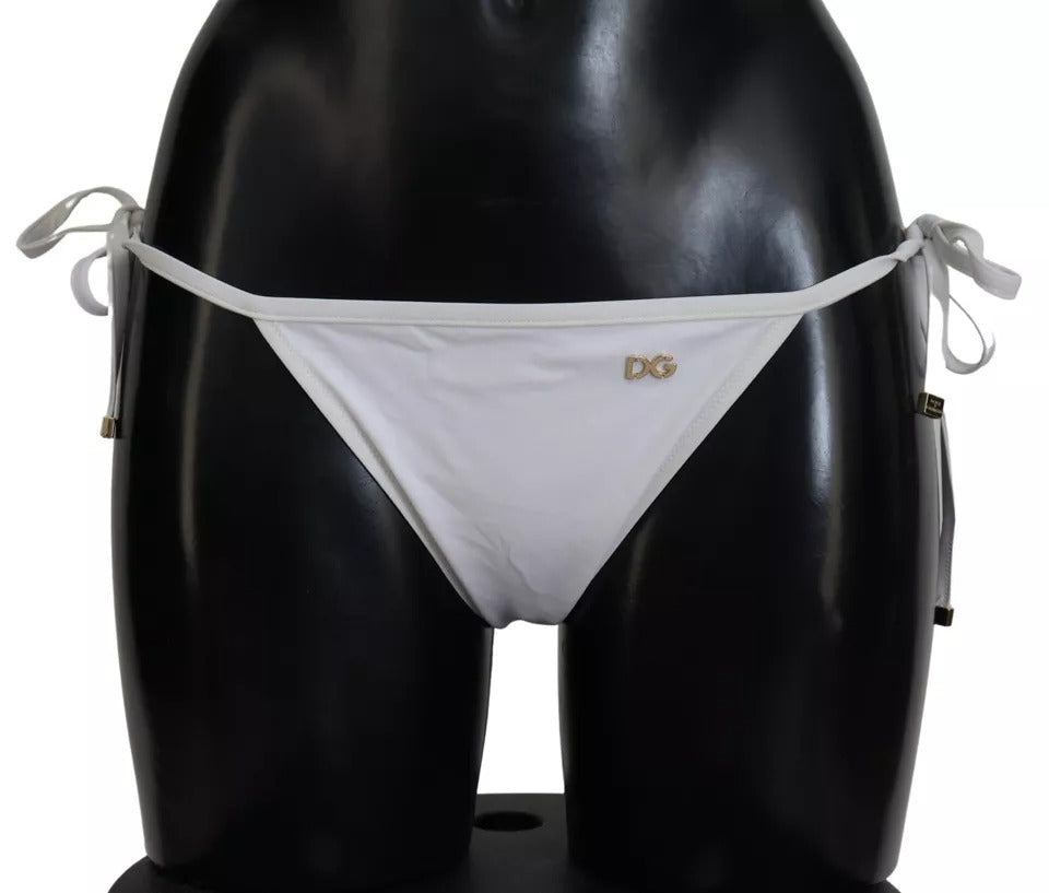 Dolce & Gabbana Weiß DG Logo Beachwear Bademode Bikini Unterteil