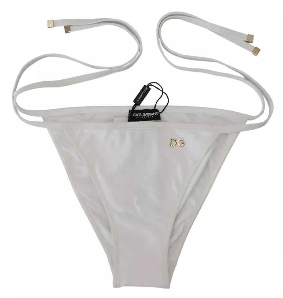 Dolce & Gabbana Weiß DG Logo Beachwear Bademode Bikini Unterteil