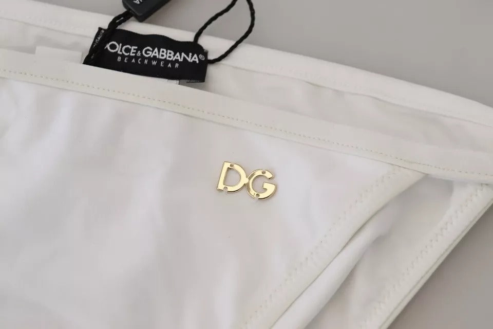 Dolce & Gabbana Weiß DG Logo Beachwear Bademode Bikini Unterteil