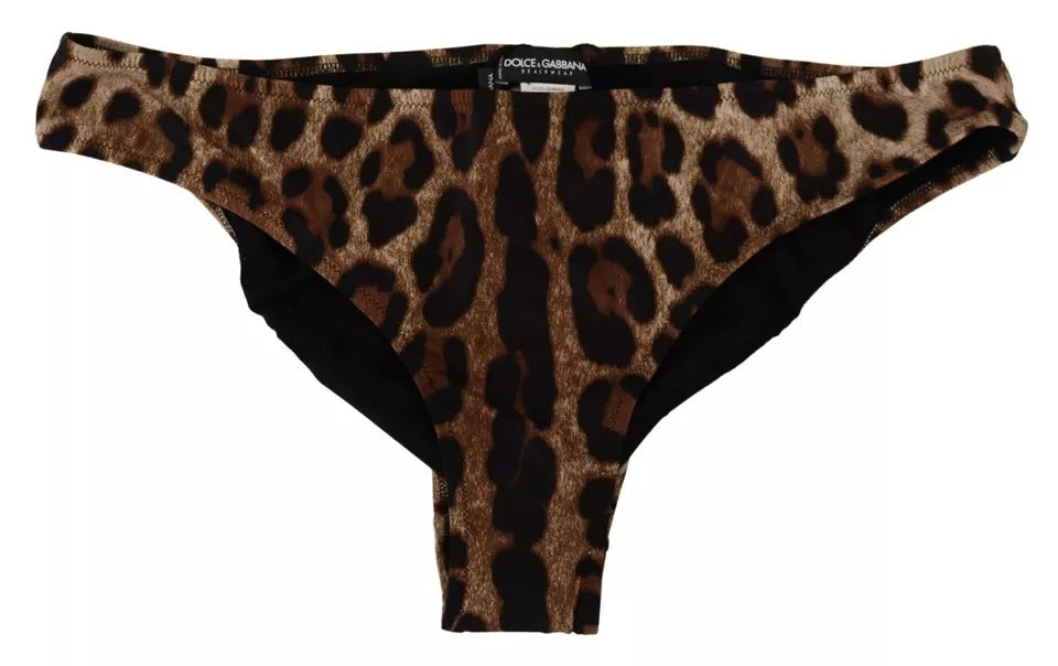 Dolce & Gabbana Brauner Leopardenprint-Badeanzug Bademode Bikiniunterteil