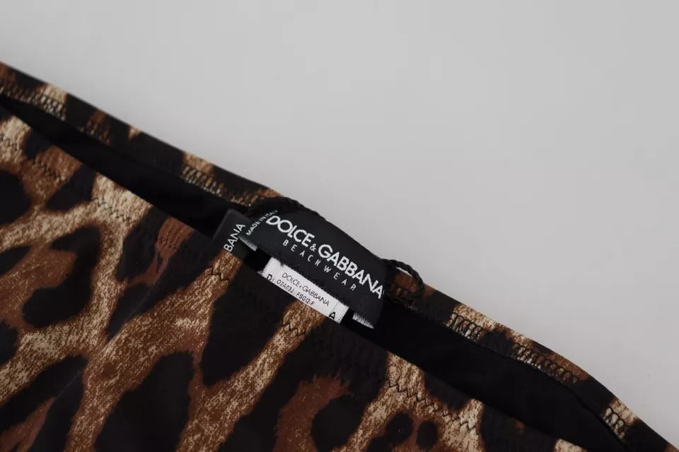 Dolce & Gabbana Brauner Leopardenprint-Badeanzug Bademode Bikiniunterteil