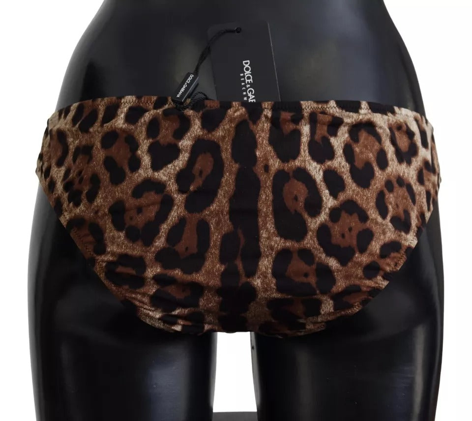 Dolce & Gabbana Brauner Leopardenprint-Badeanzug Bademode Bikiniunterteil