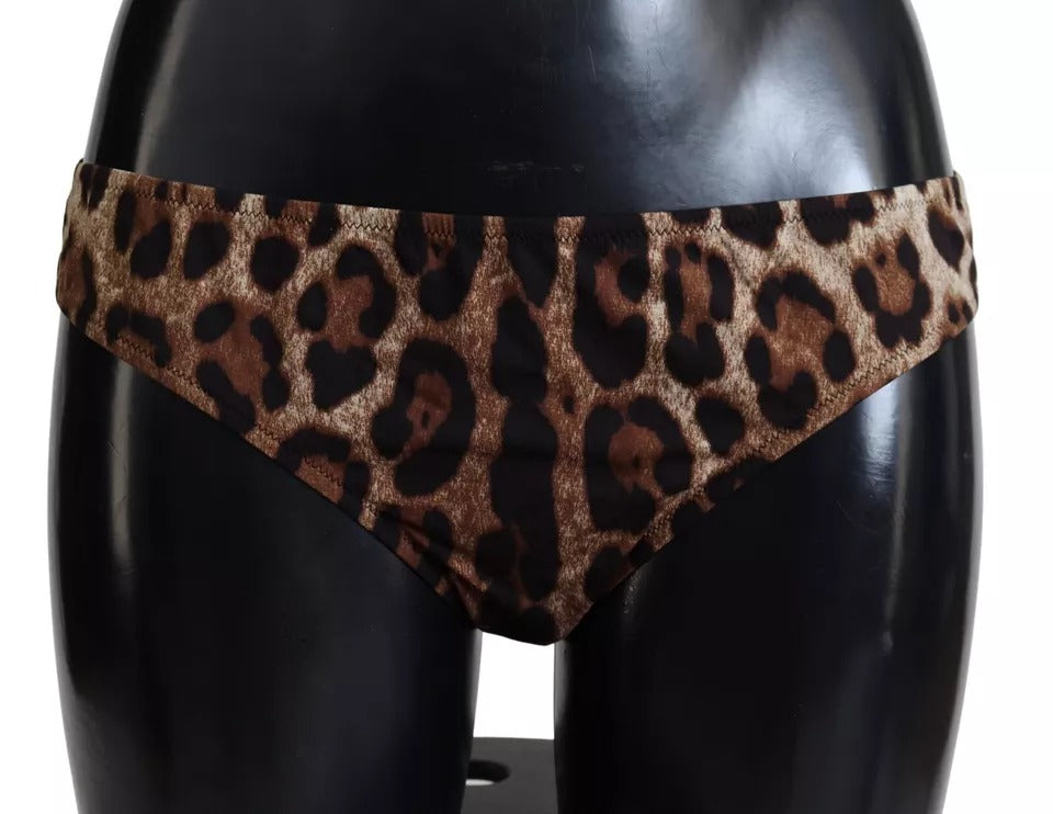 Dolce & Gabbana Brauner Leopardenprint-Badeanzug Bademode Bikiniunterteil