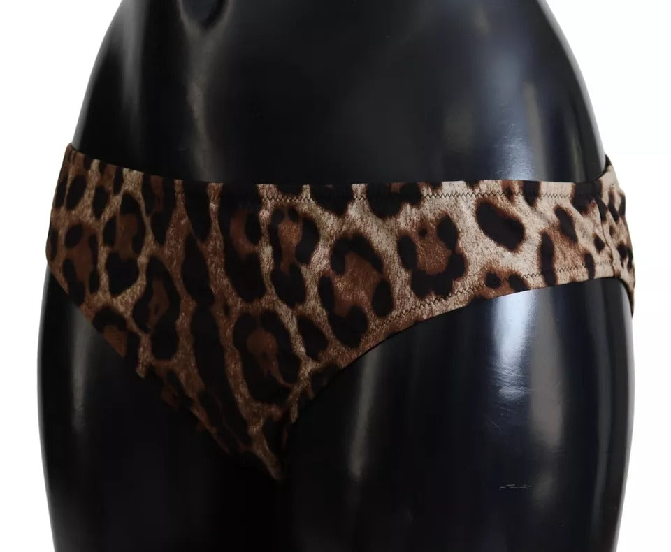 Dolce & Gabbana Brauner Leopardenprint-Badeanzug Bademode Bikiniunterteil