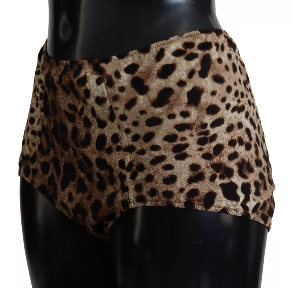 Dolce & Gabbana Brauner Leopardenprint-Badeanzug Bademode Bikiniunterteil