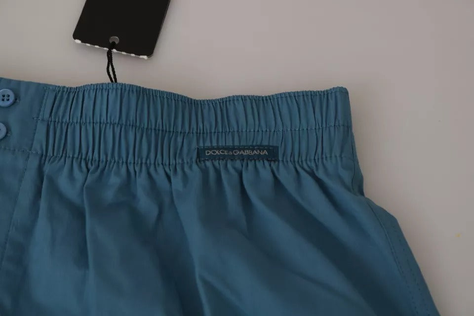 Dolce & Gabbana Blaue Baumwoll-Boxershorts Regular Unterwäsche