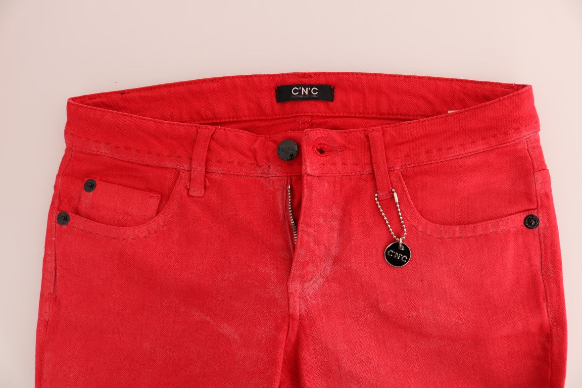 Costume National Bright red super slim designer jeans