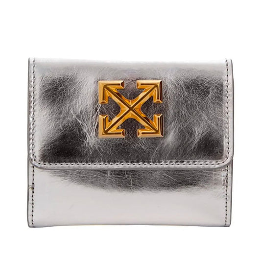 Off-White Silver Leather Wallet for Women