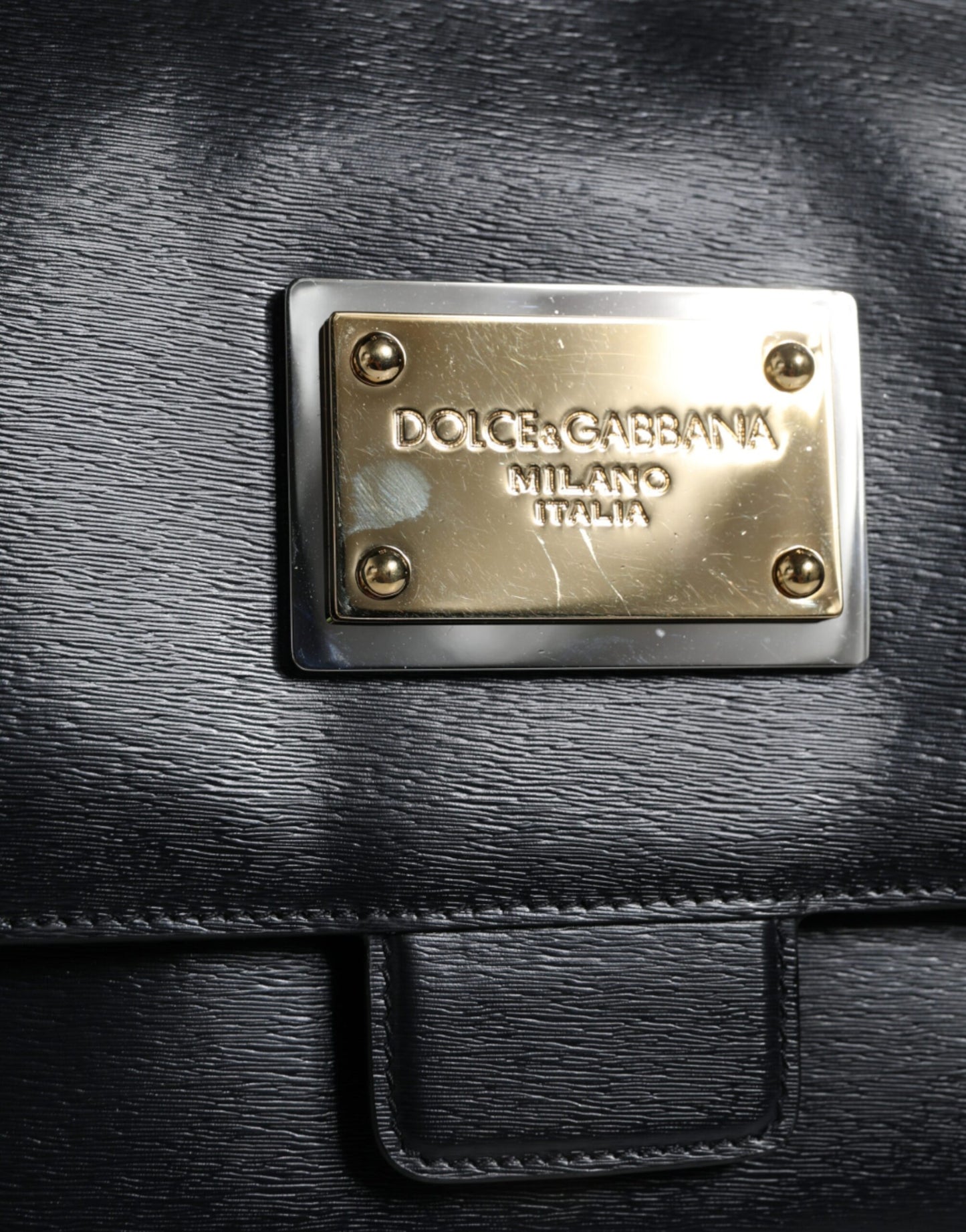 Dolce & Gabbana Black Calfskin Leather SICILY Chain Strap Crossbody Bag