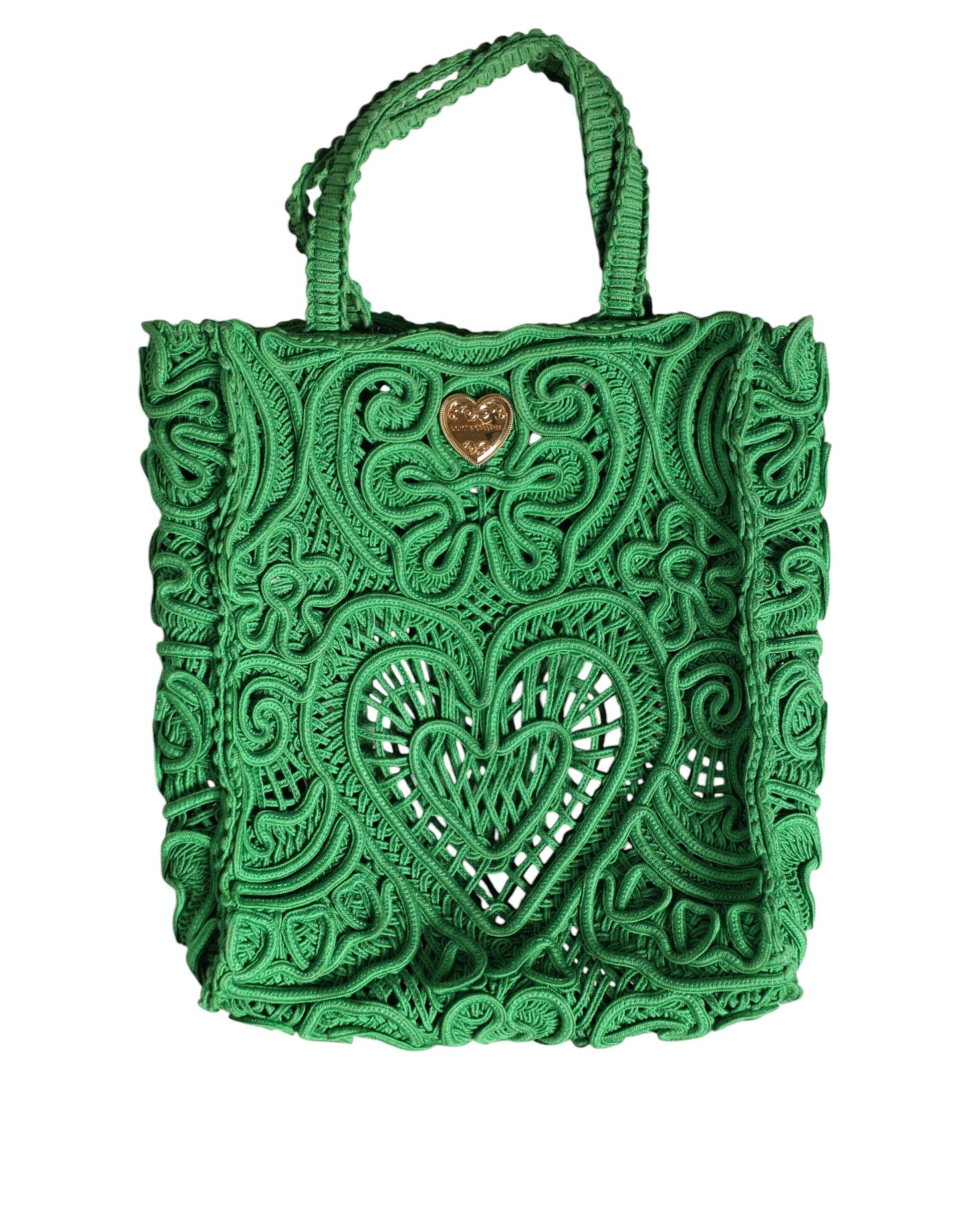 Dolce & Gabbana Grün Kleine Cordonetto Spitze Beatrice Tote Bag