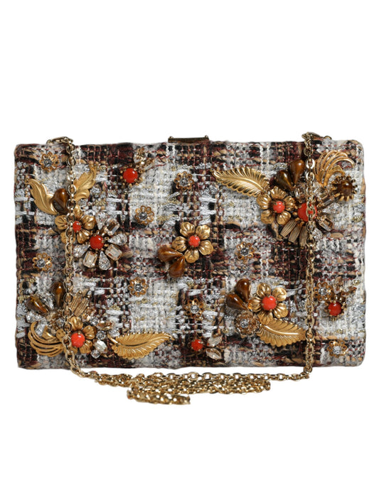 Dolce &amp; Gabbana monivärinen Tweed-kukkainen Clutch Crossbody -laukku