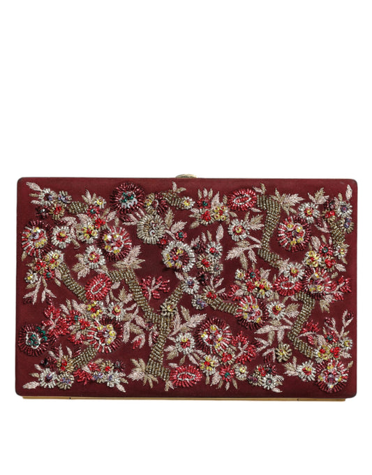 Dolce &amp; Gabbana Bordeaux Velvet Gold Frame Clutch-iltalaukku