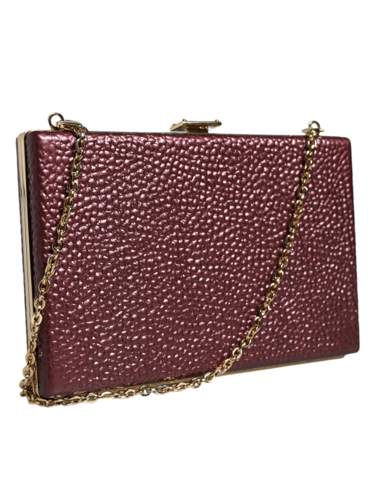 Dolce & Gabbana Maroon Leder Clutch Abend Crossbody Tasche