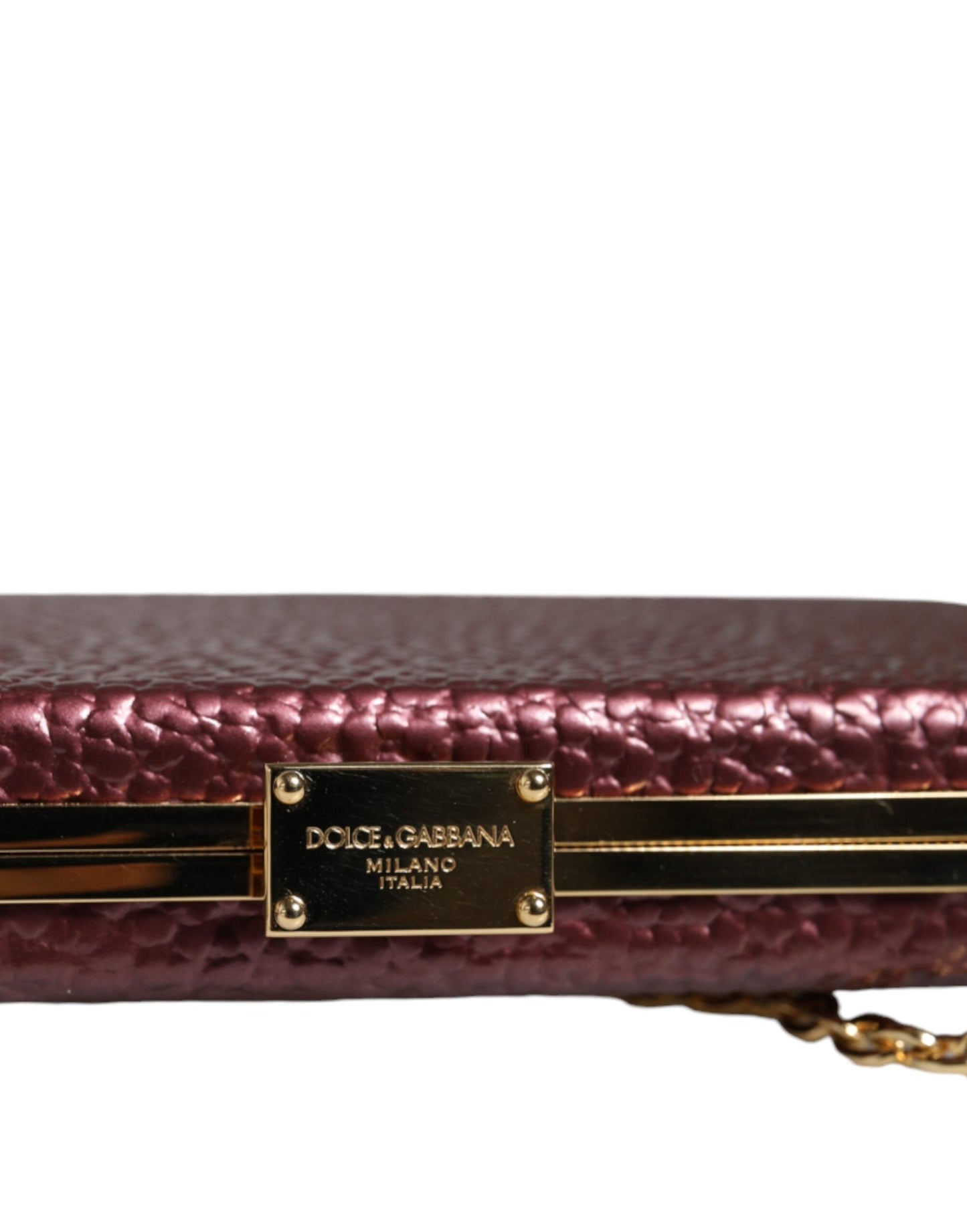 Dolce & Gabbana Maroon Leder Clutch Abend Crossbody Tasche