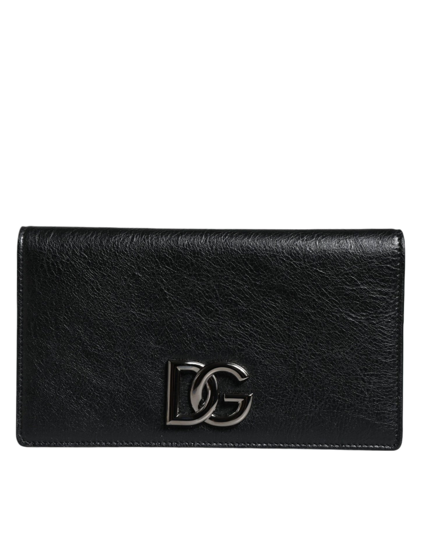 Dolce & Gabbana Black Leather DG Logo Bifold Card Slot Crossbody Bag