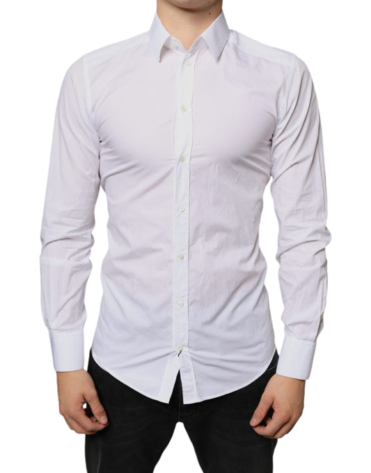 Dolce &amp; Gabbana White Cotton Collared Men Formal Dress Shirt