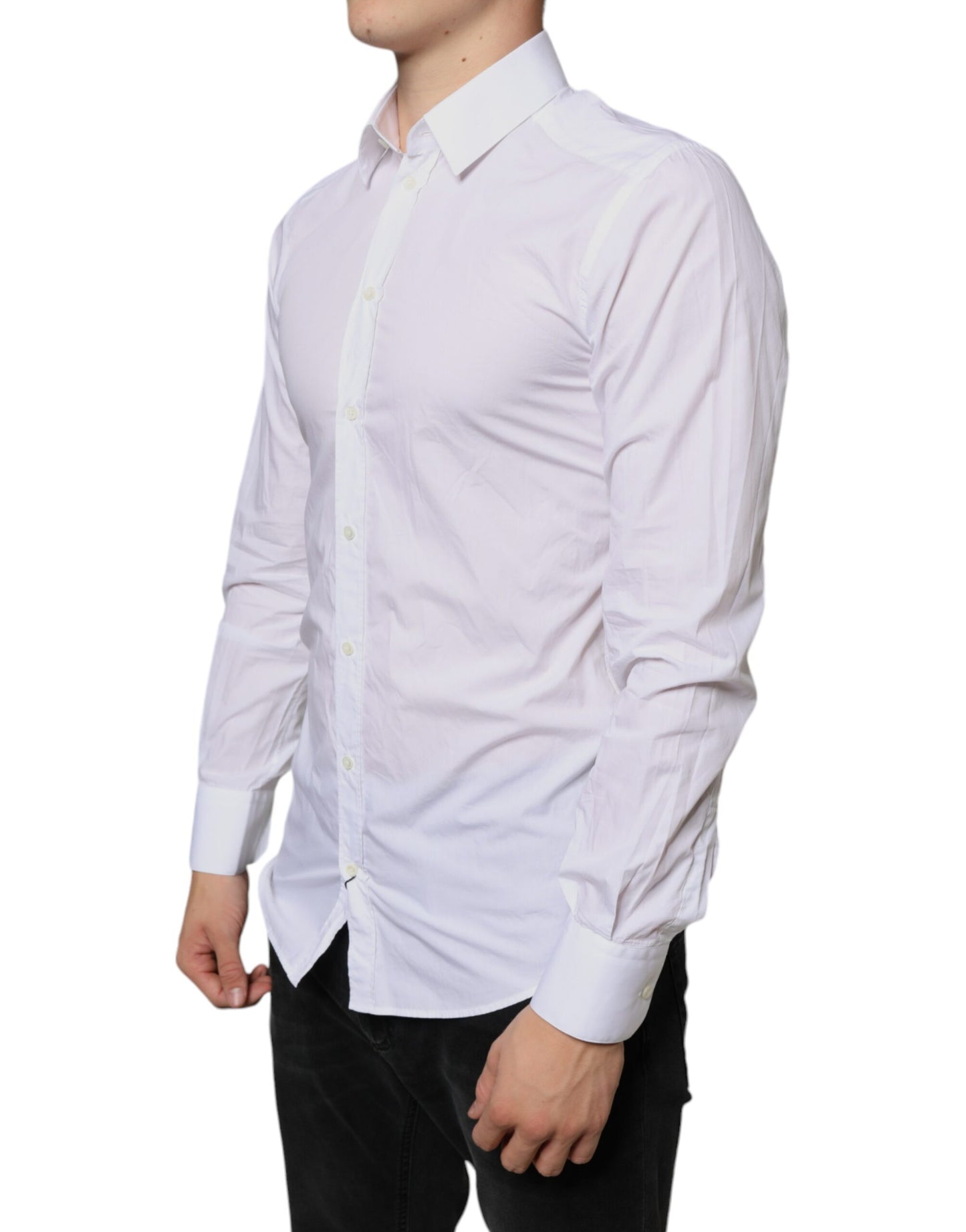 Dolce &amp; Gabbana White Cotton Collared Men Formal Dress Shirt