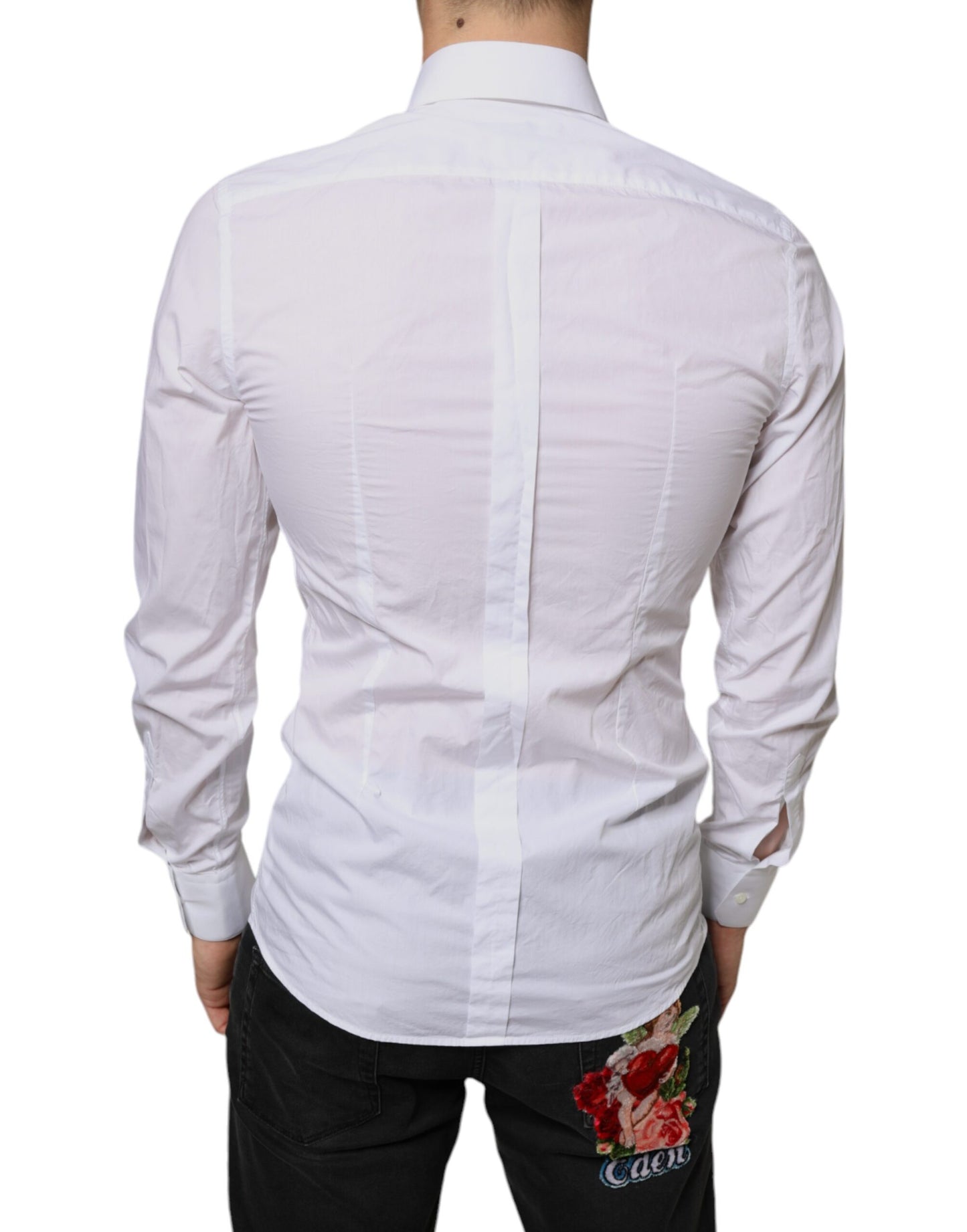 Dolce &amp; Gabbana White Cotton Collared Men Formal Dress Shirt