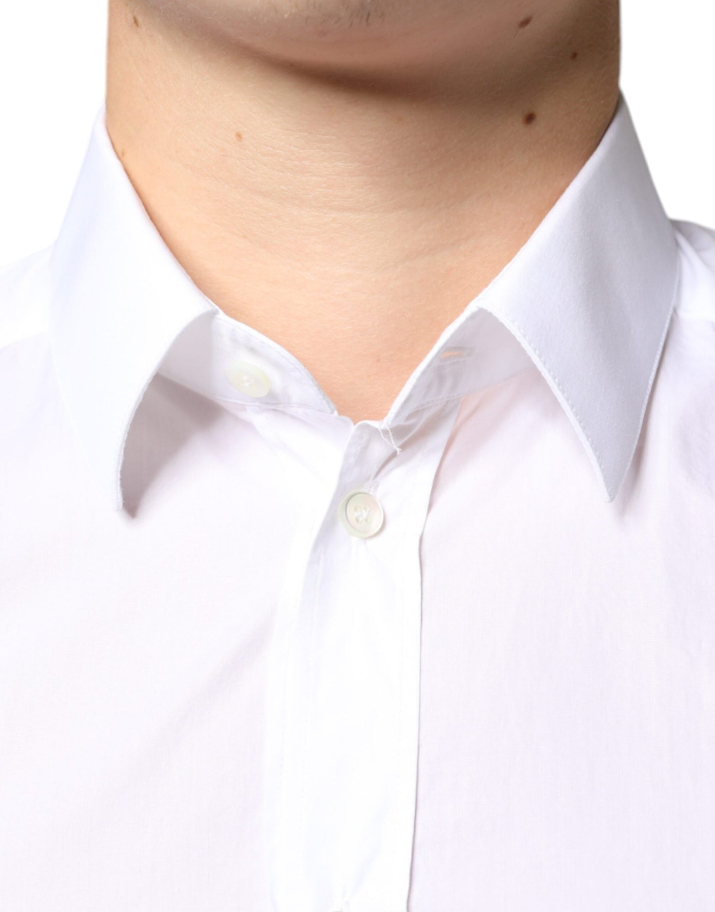 Dolce &amp; Gabbana White Cotton Collared Men Formal Dress Shirt