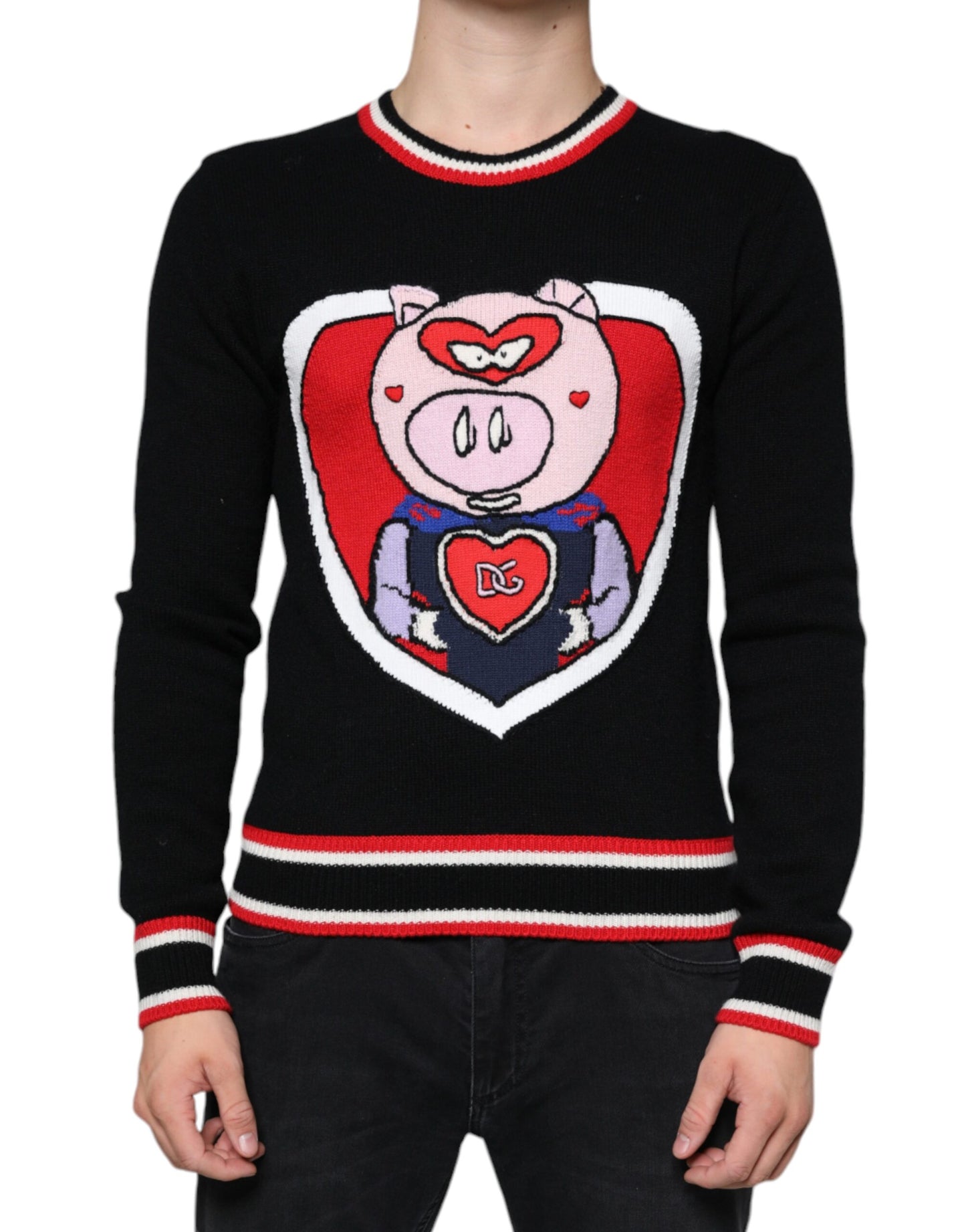 Dolce & Gabbana Schwarzer Kaschmir-Pullover Schwein des Jahres