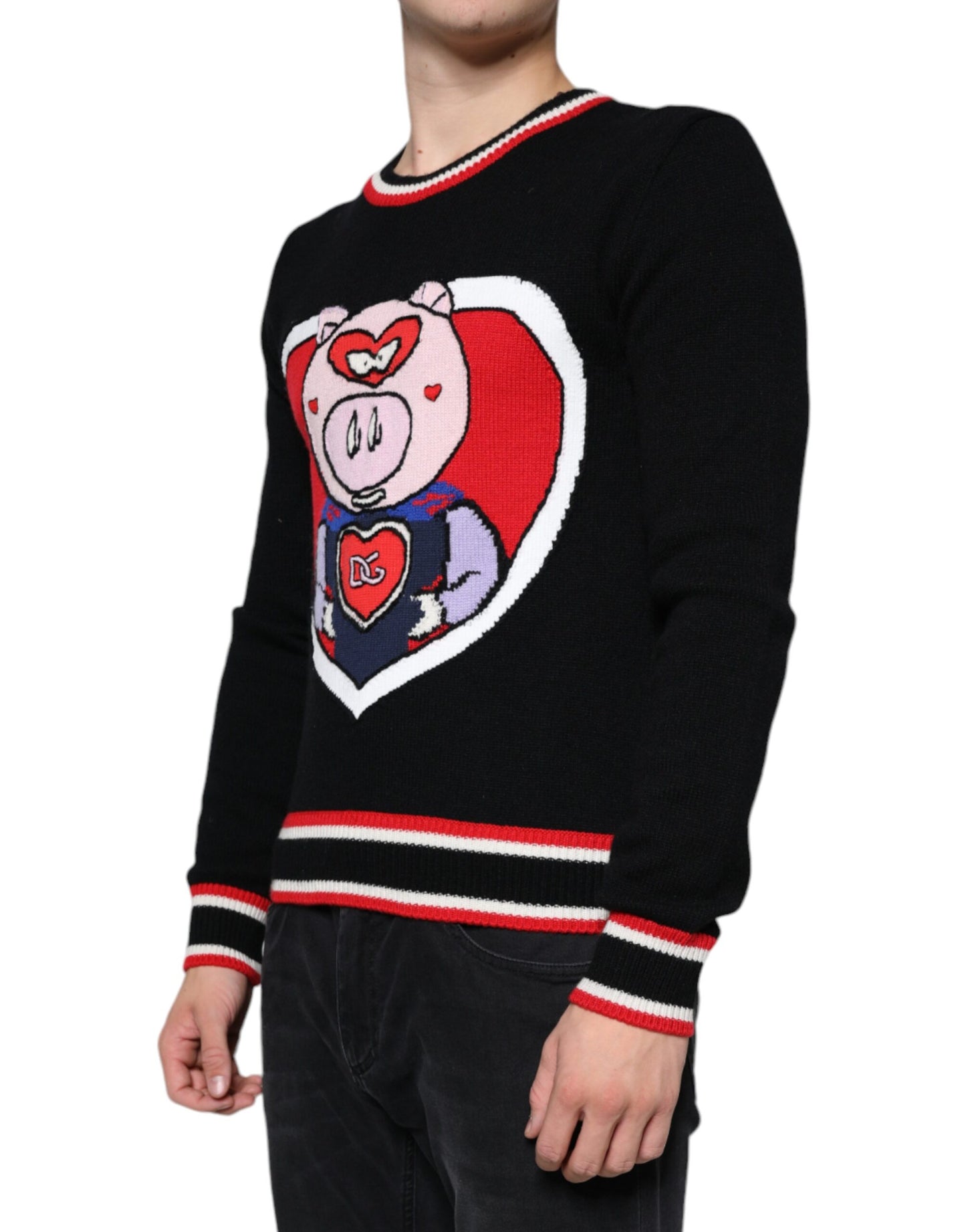 Dolce & Gabbana Schwarzer Kaschmir-Pullover Schwein des Jahres