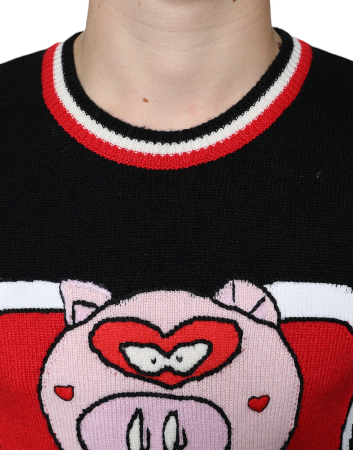 Dolce & Gabbana Schwarzer Kaschmir-Pullover Schwein des Jahres