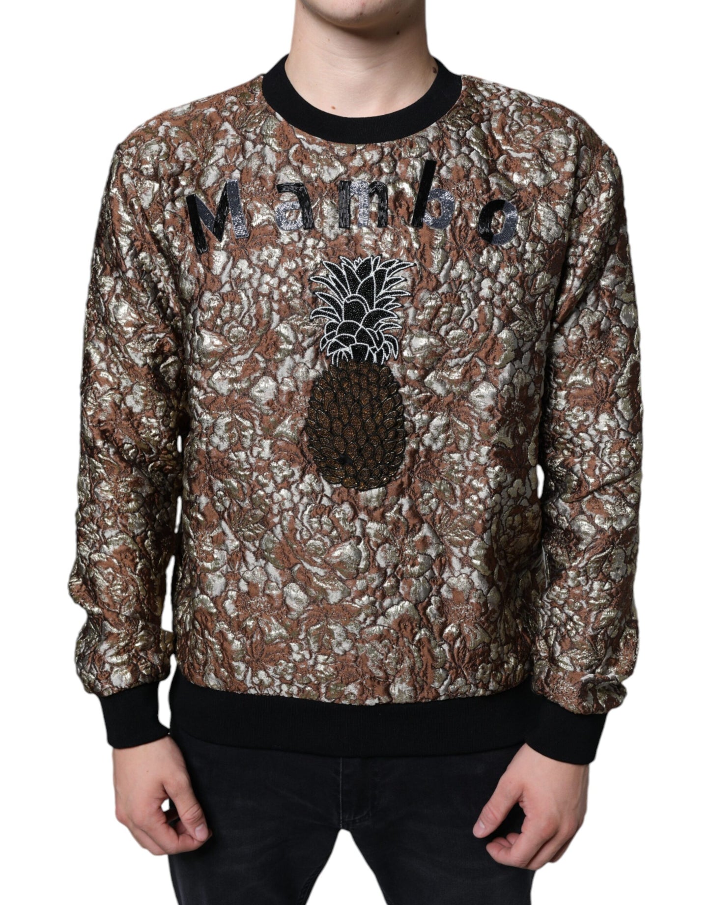 Dolce &amp; Gabbana Brown Jacquard Mambo Pineapple Pullover Sweater