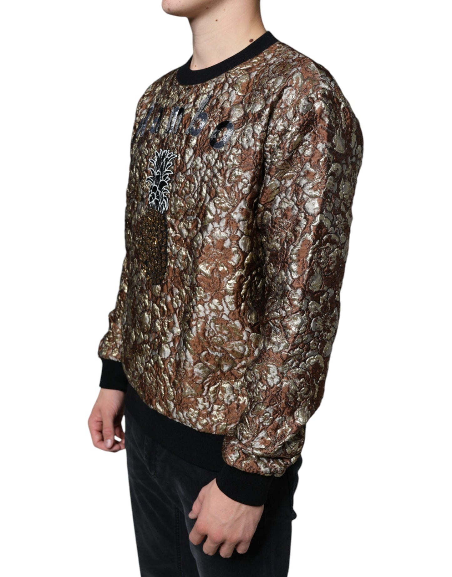 Dolce &amp; Gabbana Brown Jacquard Mambo Pineapple Pullover Sweater