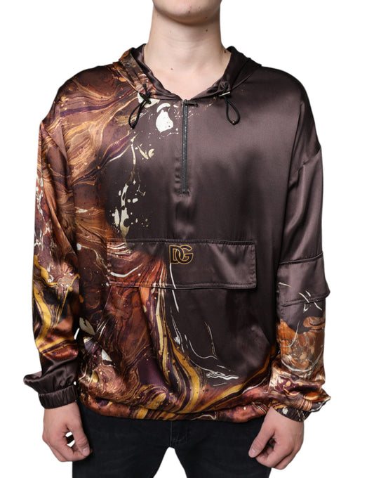 Dolce & Gabbana Braunes Tie Dye Sweatshirt mit Kapuze Pullover