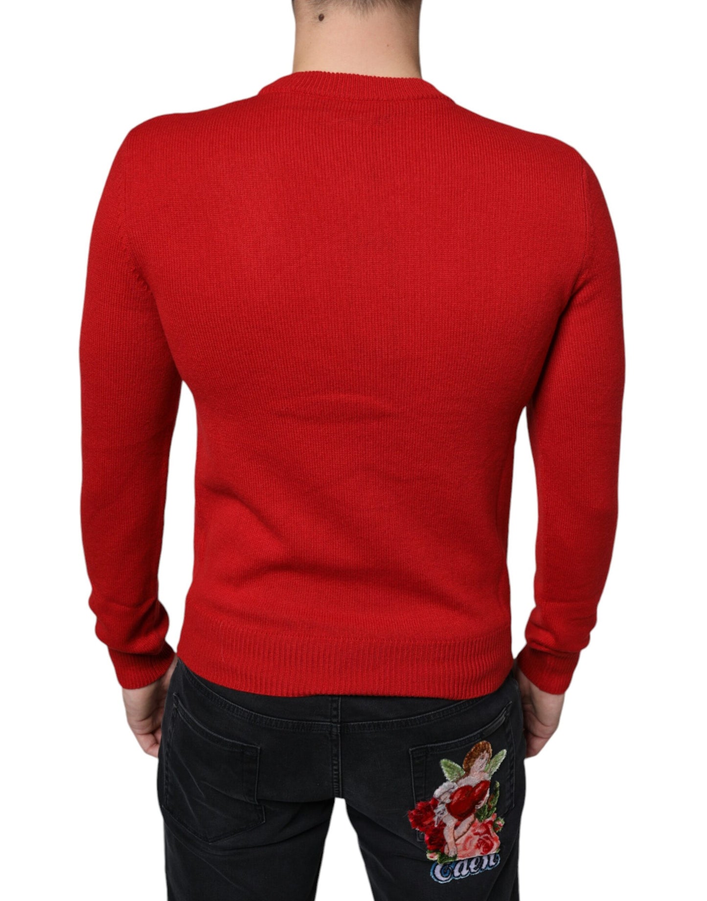 Dolce & Gabbana Rotes I'm The King Sweatshirt mit Rundhalsausschnitt aus Wolle Pullover