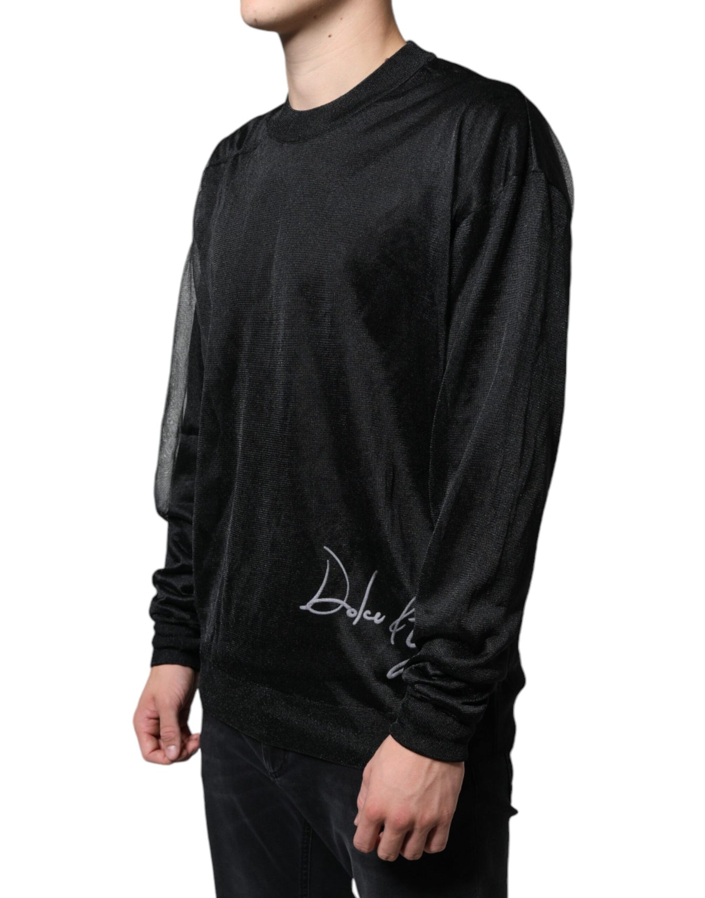 Dolce &amp; Gabbana Black Polyester Pullover Sweatshirt Sweater