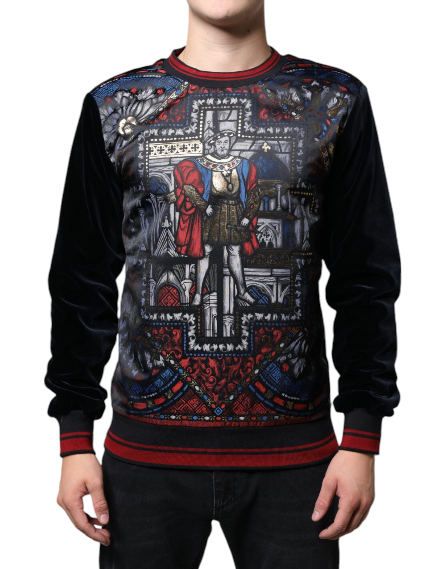 Dolce & Gabbana Multicolor Jacquard Rundhalsausschnitt Sweatshirt Pullover