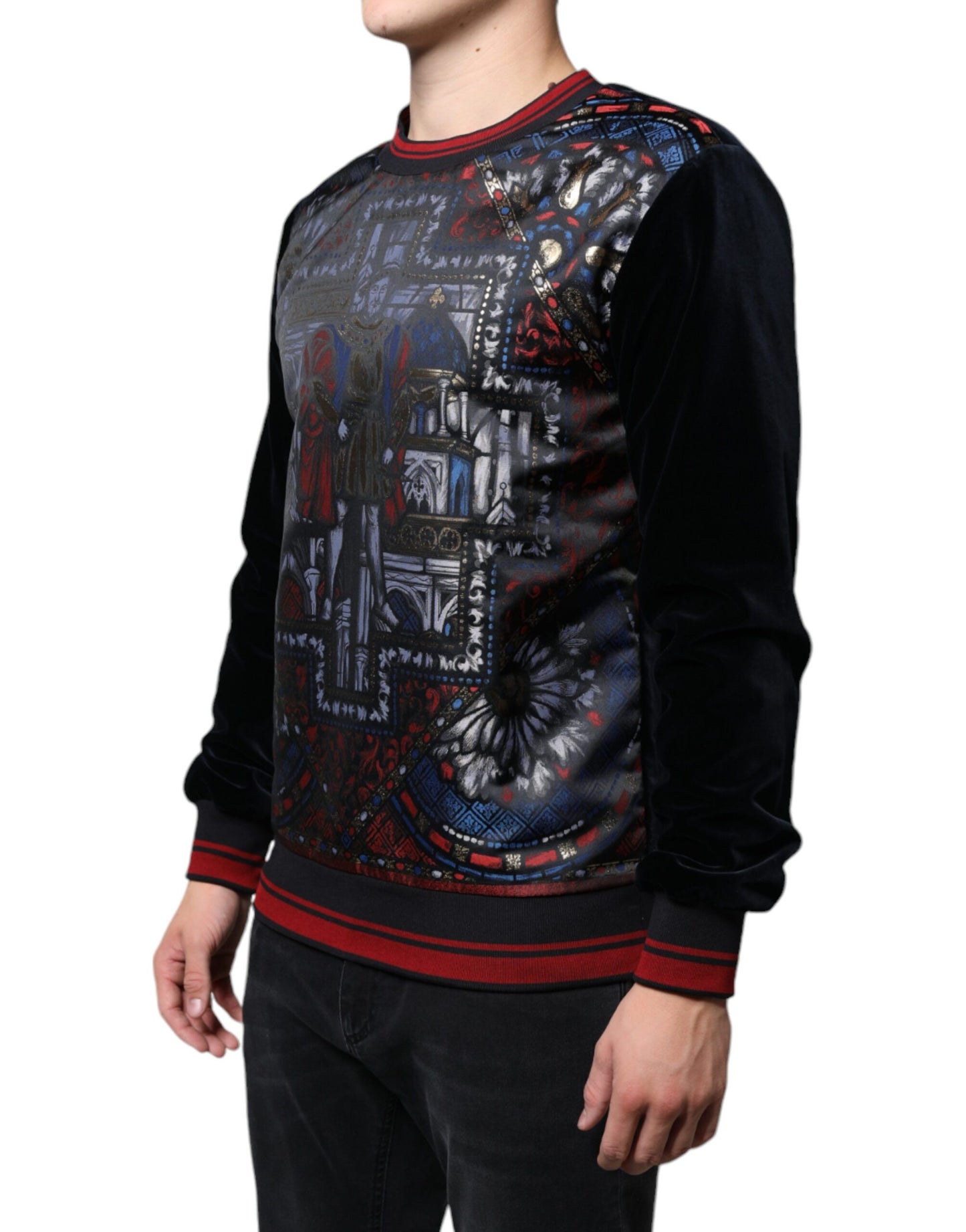 Dolce & Gabbana Multicolor Jacquard Rundhalsausschnitt Sweatshirt Pullover