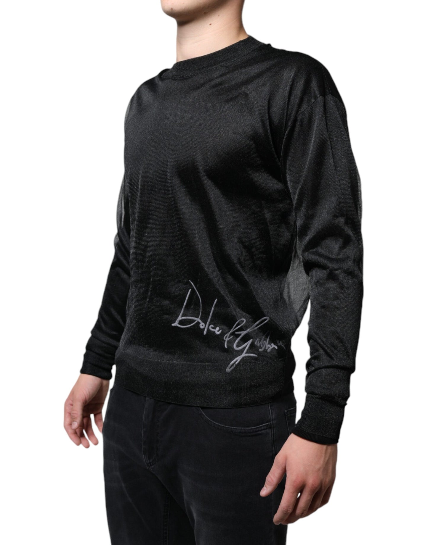 Dolce &amp; Gabbana Black Polyester Pullover Sweatshirt Sweater