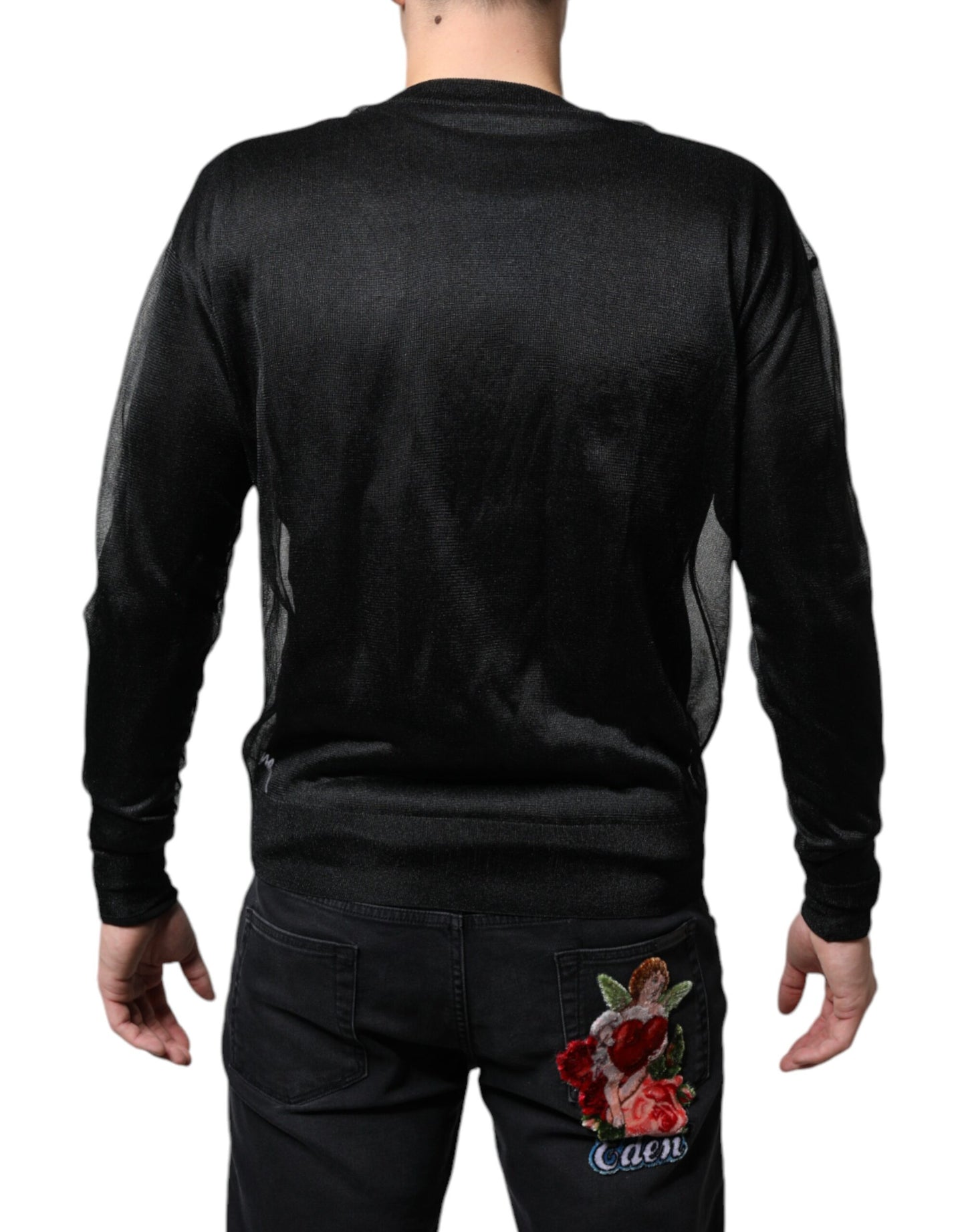 Dolce &amp; Gabbana Black Polyester Pullover Sweatshirt Sweater