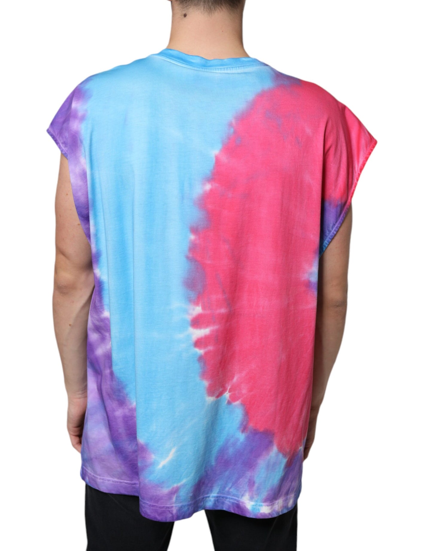 Dolce & Gabbana Multicolor Tie Dye Baumwoll-T-Shirt ohne Ärmel