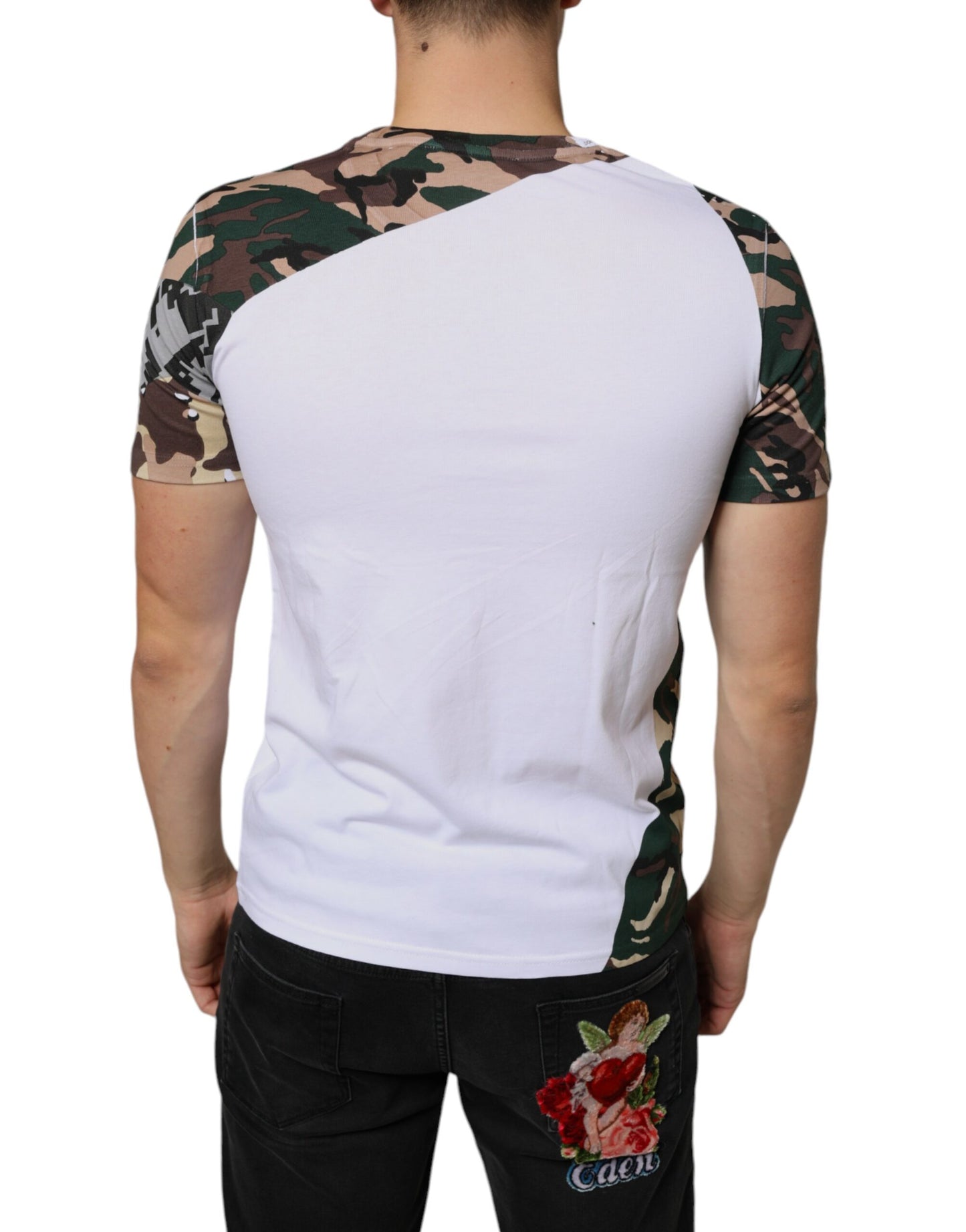 Dolce &amp; Gabbana White Camouflage Stars Crew Neck T-shirt